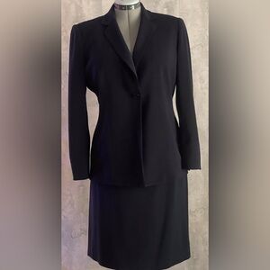 Kasper 2pc Professional Evening Career Black One Button Jacket Skirt S12P